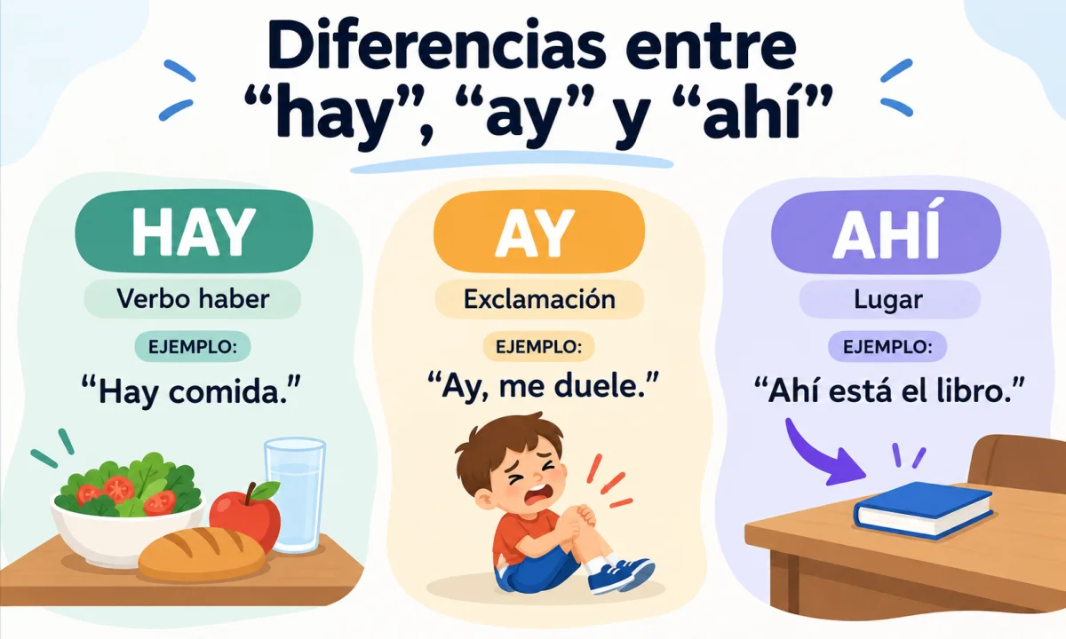 Ay, ahí y hay: usos y ejemplos
