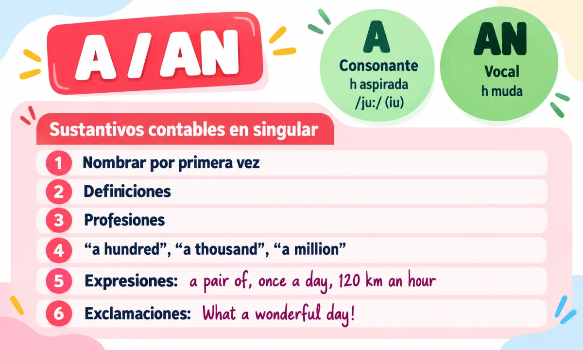 Artículos indefinidos en inglés: usos, pronunciación y ejemplos